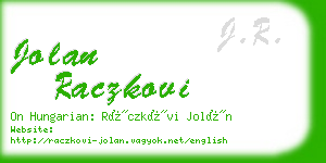 jolan raczkovi business card